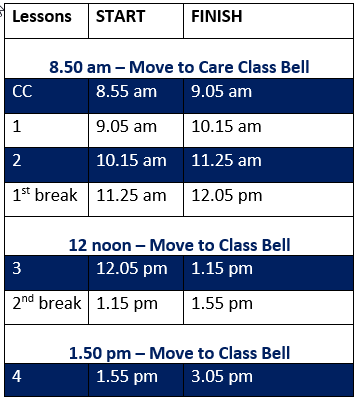 Bell times 2019