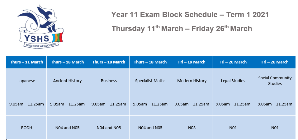 Exam timetables