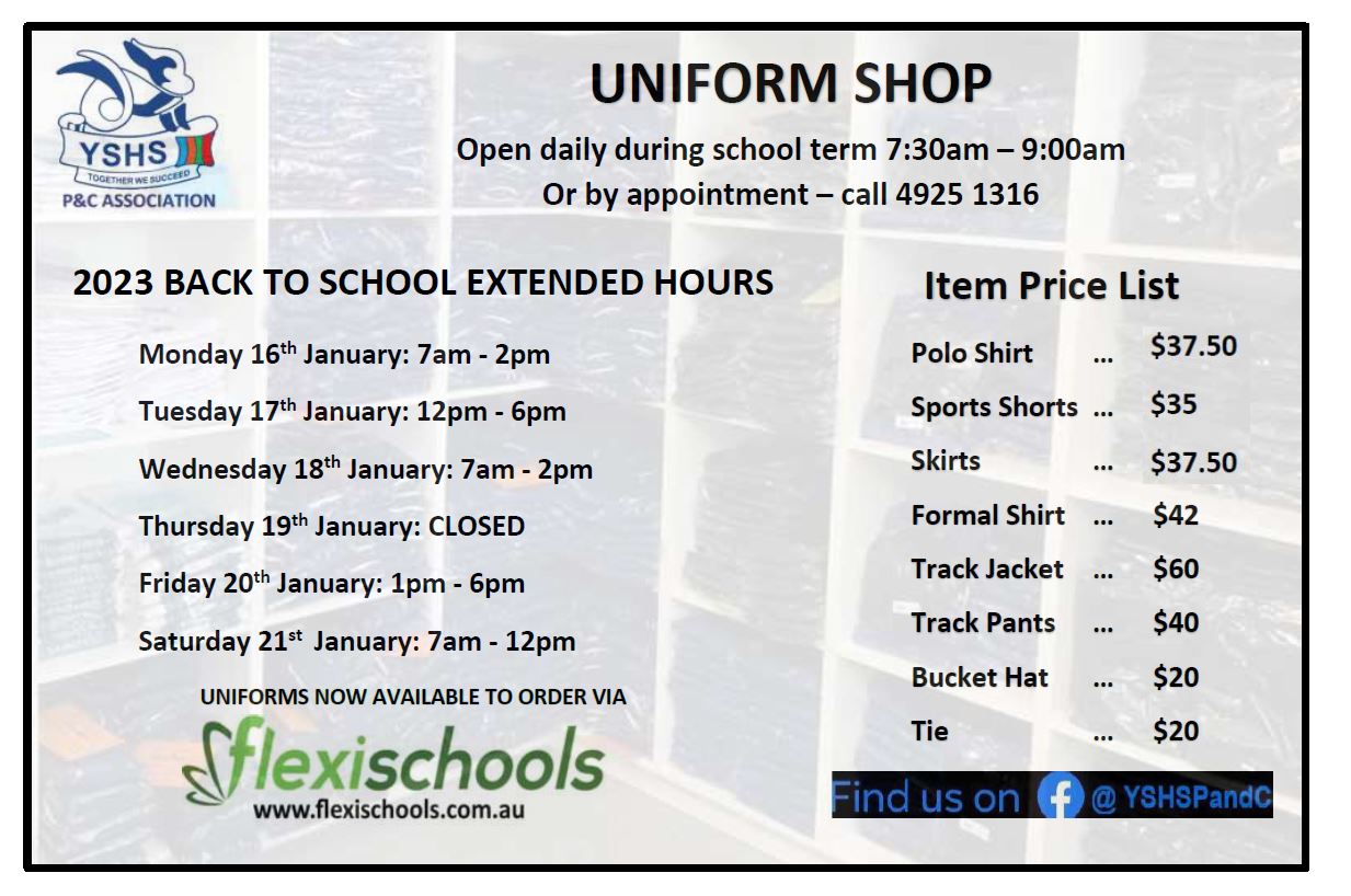 Uniform shop prices and hours.JPG